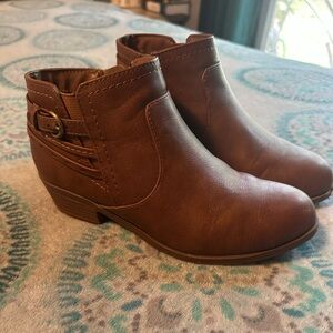 Soda Brown Ankle Booties with Buckle Detail